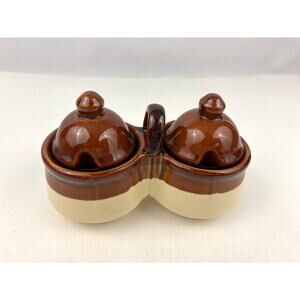 VTG Relish Condiment Server Brown Tan Ceramic‎ Stoneware Taiwan 1970's